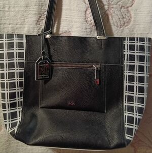 Lauren Ralph Lauren Black and White Checkered Tote